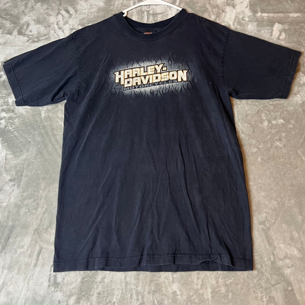Harley Davidson Motorcycles Flame Logo T Shirt Size Large Pawtucket‎ RI